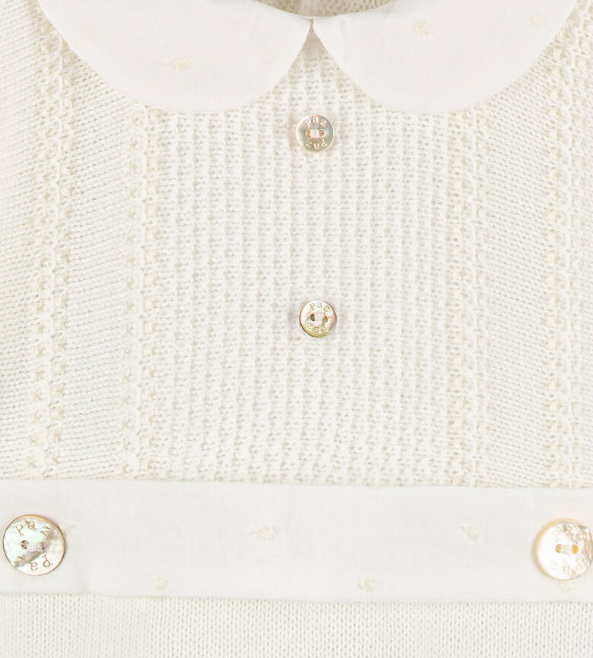 PAZ RODRIGUEZ Ivory Cotton Knit Babygrow
