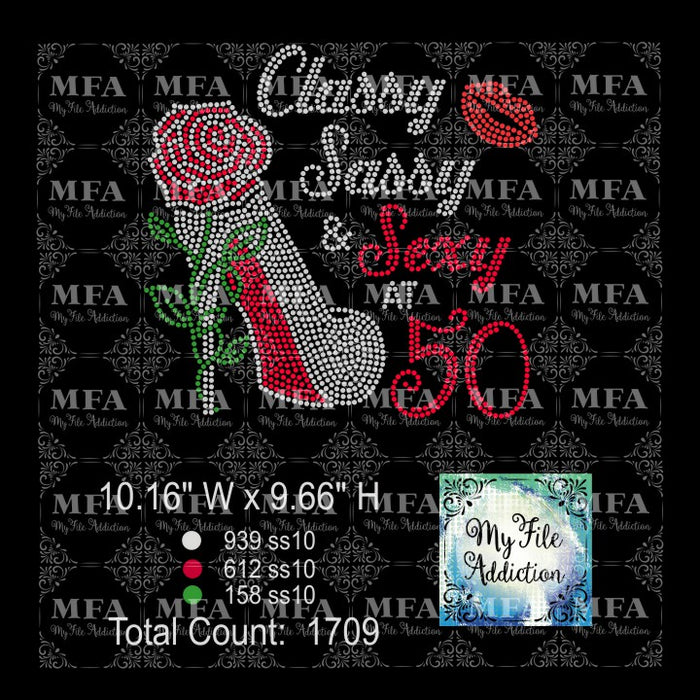 Sassy Classy Sexy 2 with Numbers 0-9 Birthday Rhinestone Digital Download File