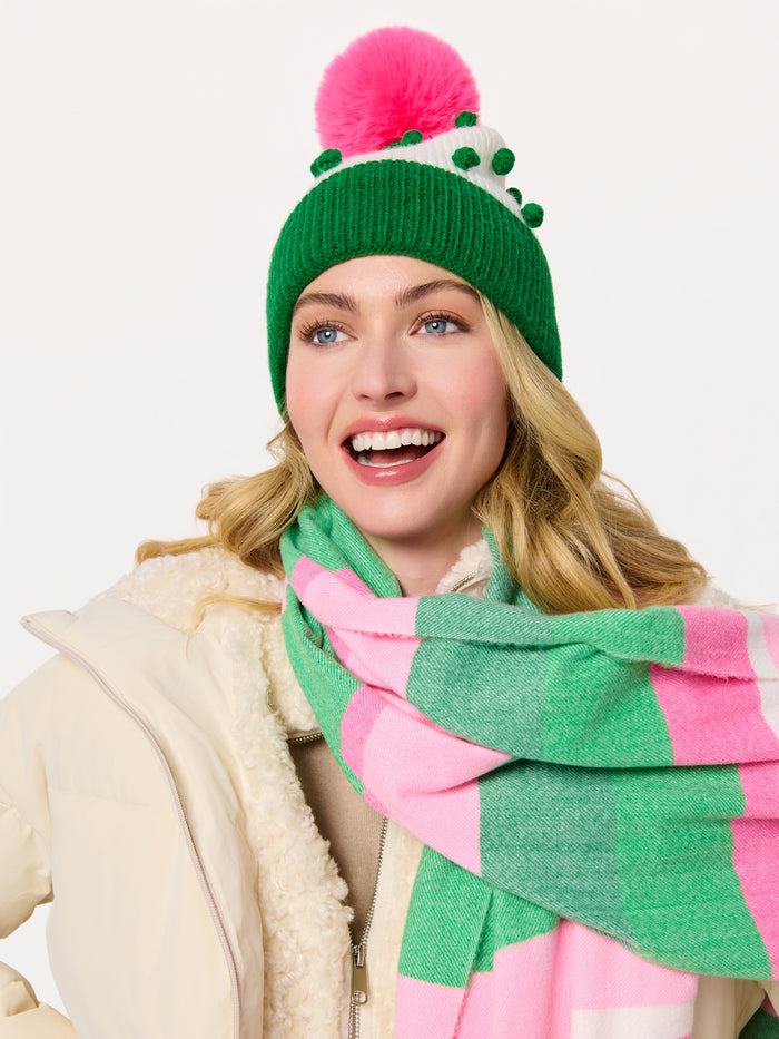Shiraleah Jolly Pom Pom Beanie GREEN / OS