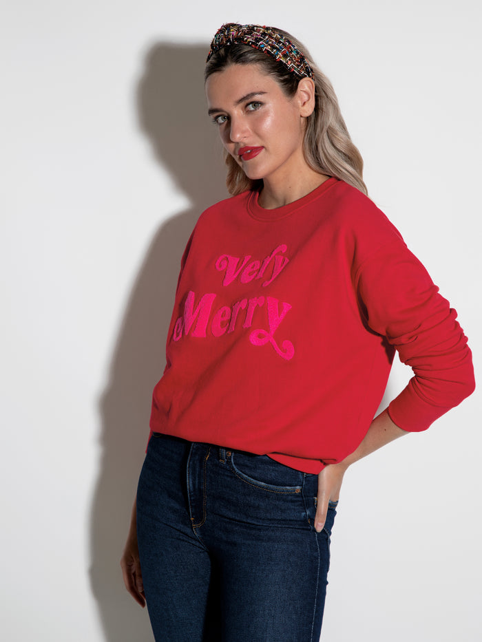 Shiraleah "Very Merry" Classic Sweatshirt, Red
