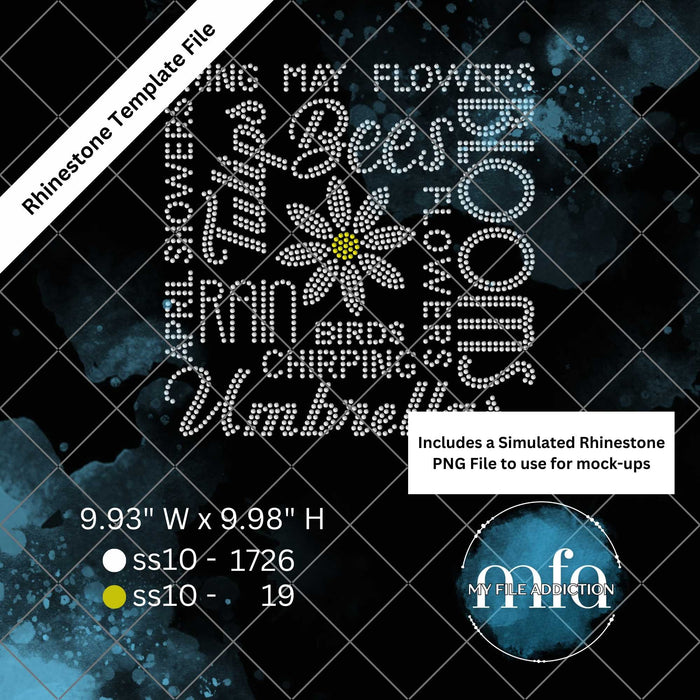 Spring Subway Art Rhinestone Template File