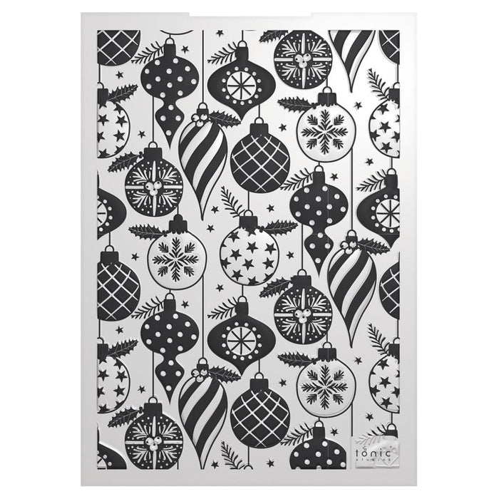 Tonic Studios - 3D Embossing Folder - Bountiful Baubles - Candy Cane Christmas. Available at Embellish Away located in Bowmanville Ontario Canada.