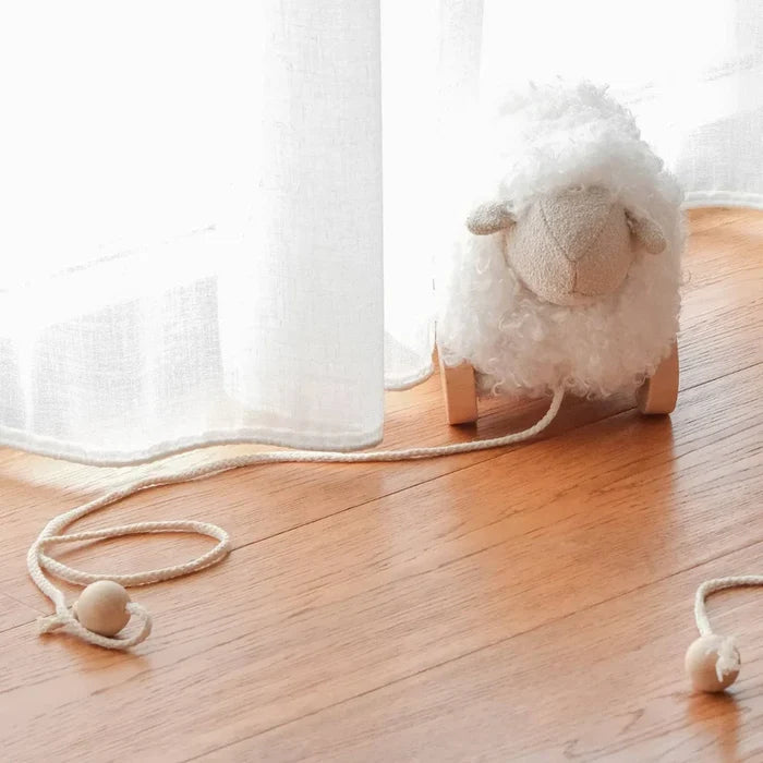 toy bella pull along sheep - cream