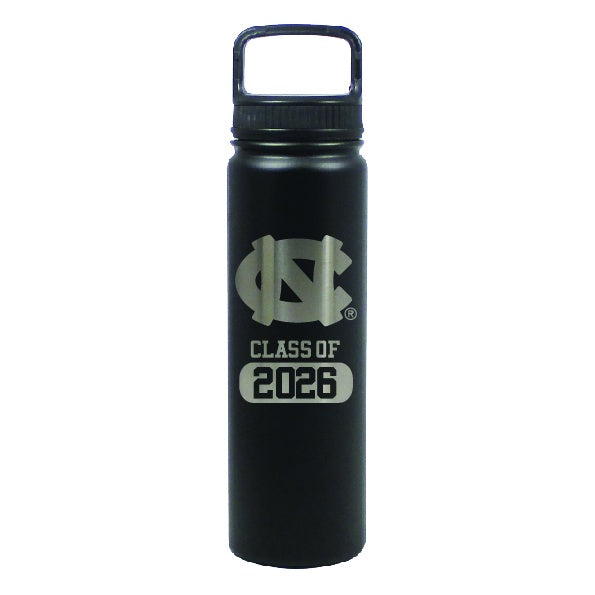 UNC Class of 2026 Water Bottle Stainless Steel 24oz in Black - Main View - Nordic