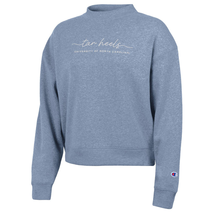 UNC Women's Triumph Embroidered Sweatshirt in Wildflower Pale Blue - Main View - Champion