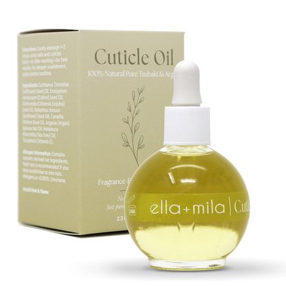 100% Natural Pure Tsubaki & Argan cuticle oil round dropper bottle with its retail box – ella+mila