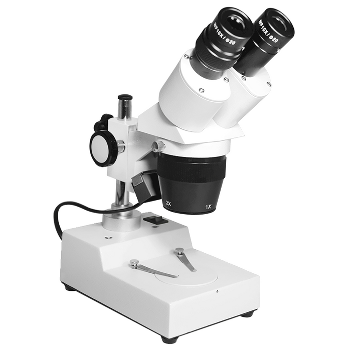 10X/20X Widefield Stereo Microscope, Binocular, Post Stand, Halogen Top Light