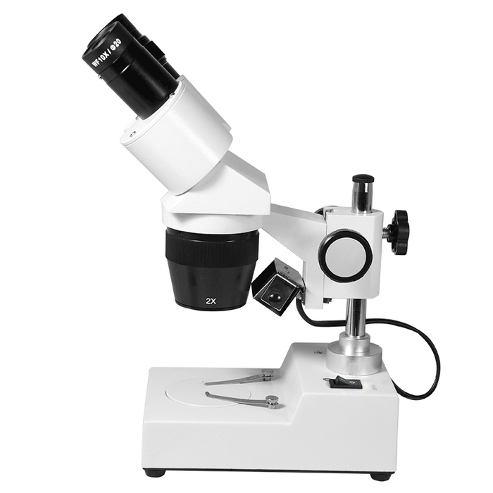 10X/20X Widefield Stereo Microscope, Binocular, Post Stand, Halogen Top Light