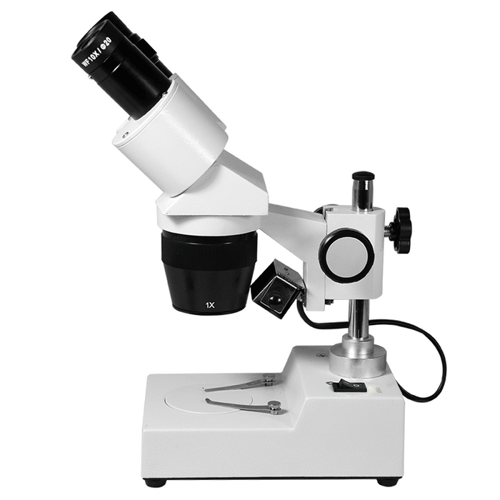 10X/30X Widefield Stereo Microscope, Binocular, Post Stand, Halogen Top Light