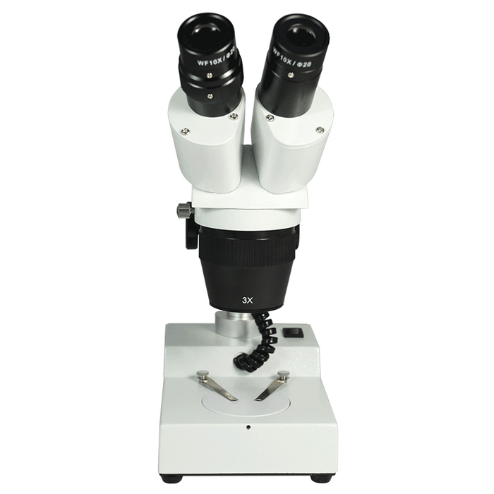 10X/30X Widefield Stereo Microscope, Binocular, Post Stand, LED Top Light (360° Rotatable Head)