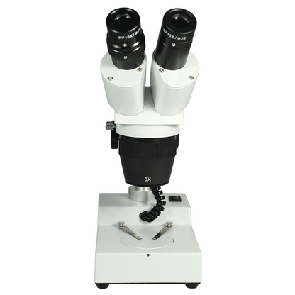 10X/30X Widefield Stereo Microscope, Binocular, Post Stand, LED Top Light (360° Rotatable Head)