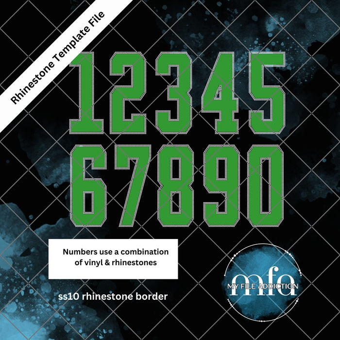 11.95 Inch Athletic Numbers Rhinestone & Vinyl Template File
