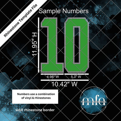 11.95 Inch Athletic Numbers Rhinestone & Vinyl Template File - My File Addiction
