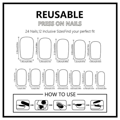 12 sizes/24 pcs press on nail
