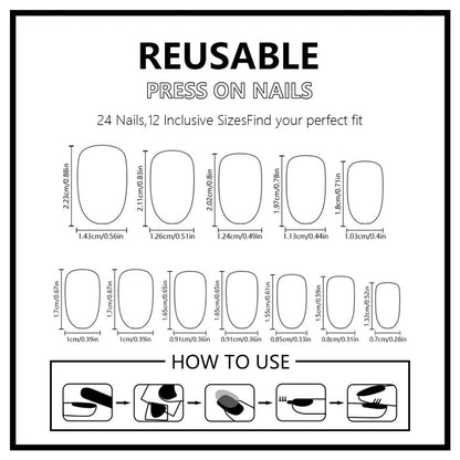 12 sizes/24 pcs press on nail