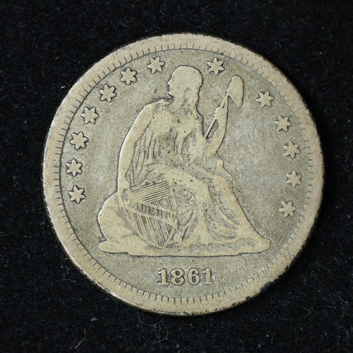1861 Seated Liberty Silver Quarter Philadelphia