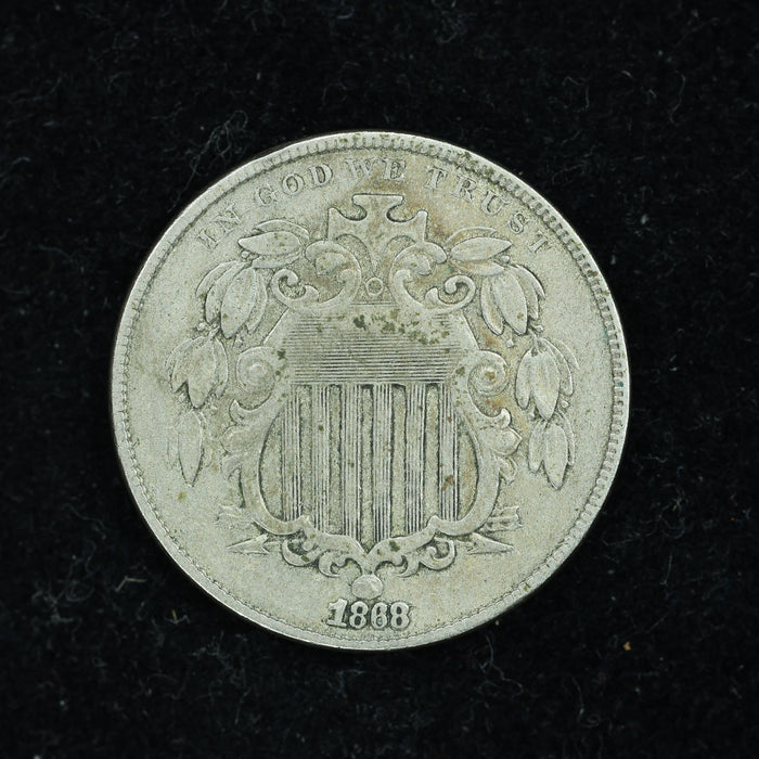 1868 Shield Nickel 5 Cents 5c Five Cents No Rays