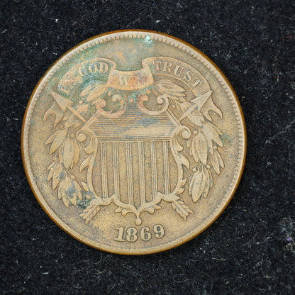 1869 2c Two Cent Piece United States