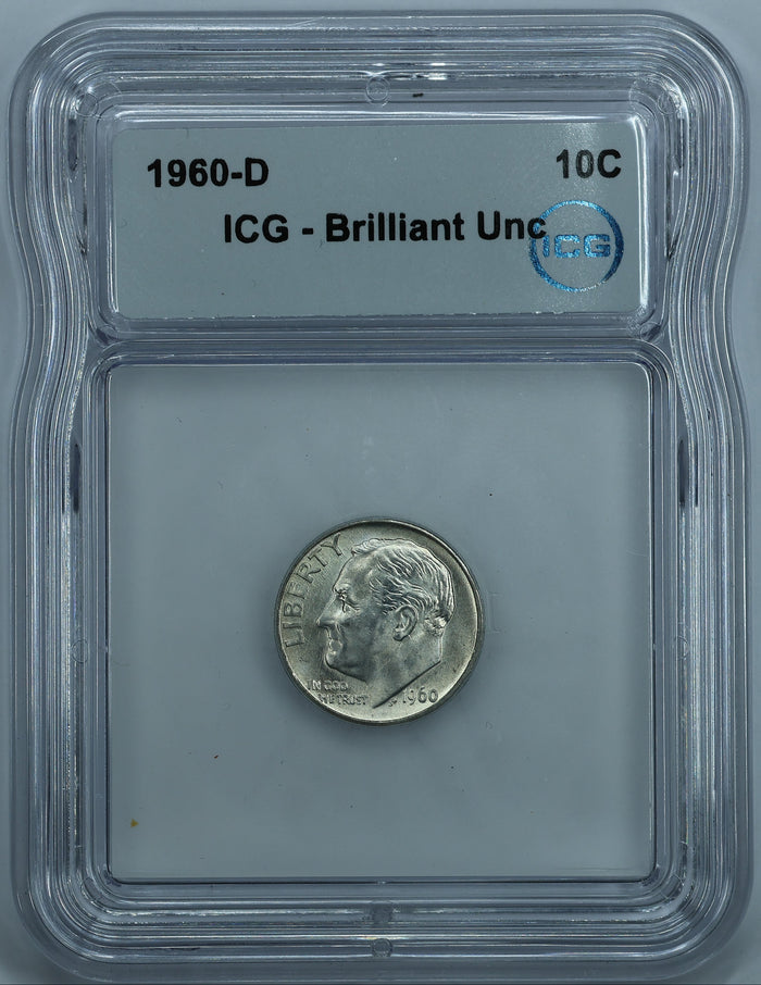 1960 D (Denver) Roosevelt Dime 10c - ICG Brilliant Uncirculated BU