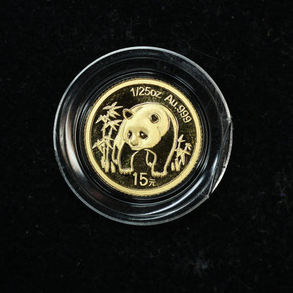 2007 1/25 oz .999 Fine Gold Panda Gold Coin 25th Anniversary Face of 1986 w/ Capsule