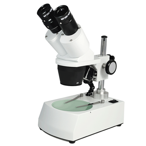 20X/40X Widefield Stereo Microscope, Binocular, Post Stand, LED Top and Bottom Light, Bright Field (Fixed Head), SKU FS12110327, three quarter front view