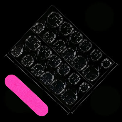 24PCS Acrylic nail long French press pink nail fully covered square leopard print fake nail
