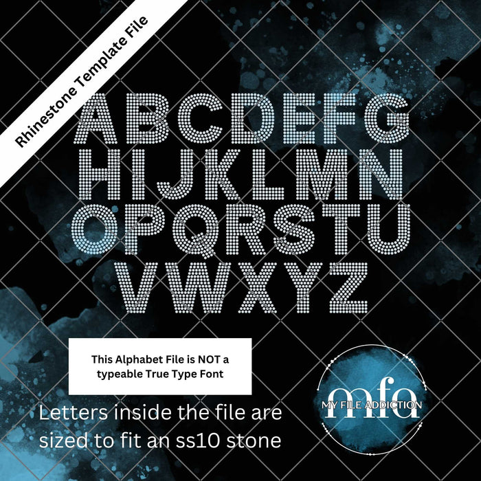 2.5 Inch Arial Bold Single Color Letters Rhinestone Template File