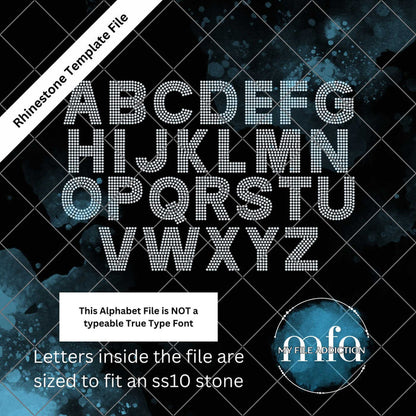 2.5 Inch Arial Bold Single Color Letters Rhinestone Template File