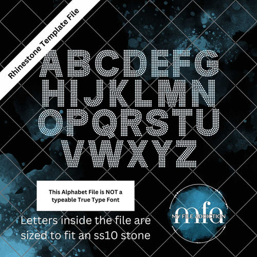 2.5 Inch Arial Bold Single Color Letters Rhinestone Template File