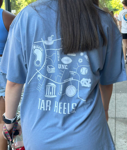 Chapel Hill North Carolina Local Flair UNC Map T-Shirt - Detail View - Comfort Wash