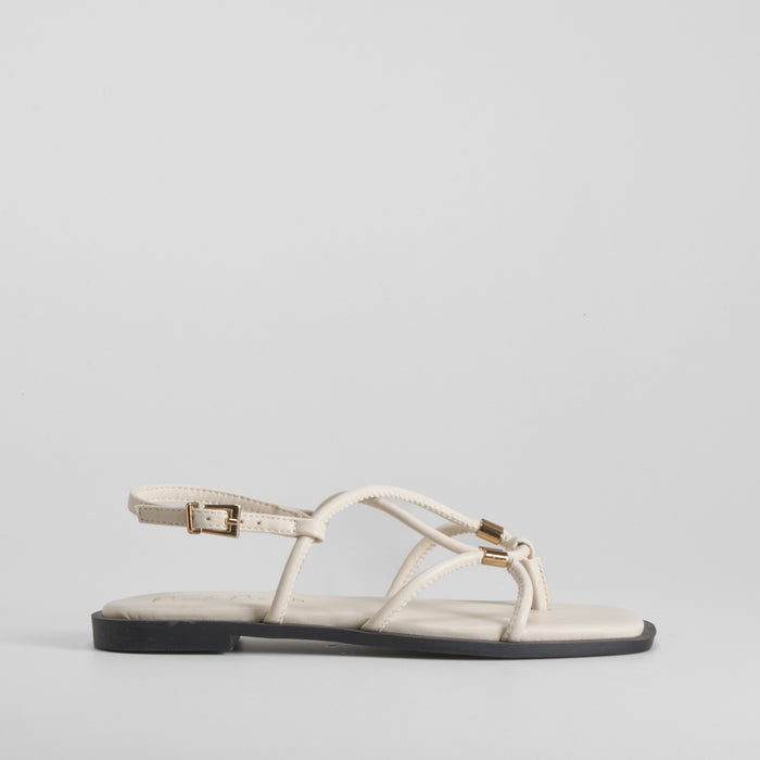 Sandalia plana tubular beige PICCOLA PIU