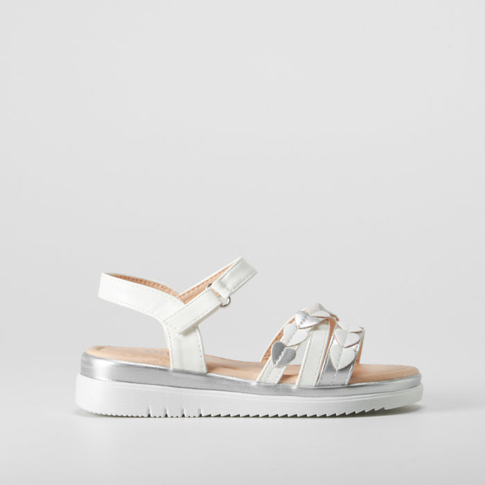 Sandalia de tiras con corazones blanca OH GIRL