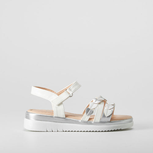 Sandalia de tiras con corazones blanca OH GIRL