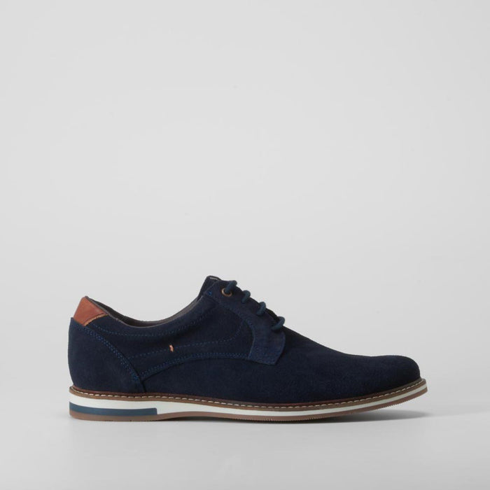 Zapato blucher serraje piel azul FOSCO