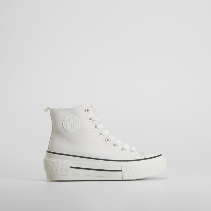 Zapatilla botín cuña lona blanca NYC
