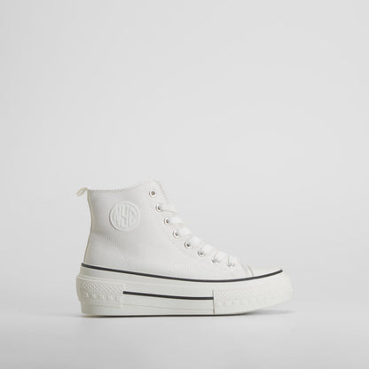 Zapatilla botín cuña lona blanca NYC