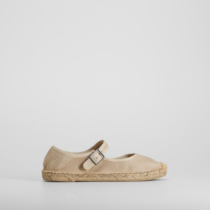 Merceditas de lona hebilla beige NYC