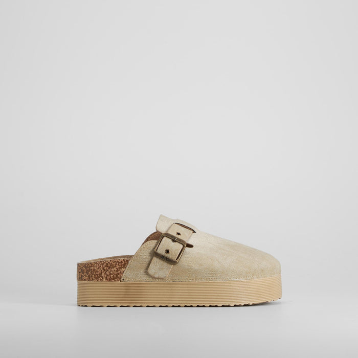 Zueco bio de plataforma beige NYC