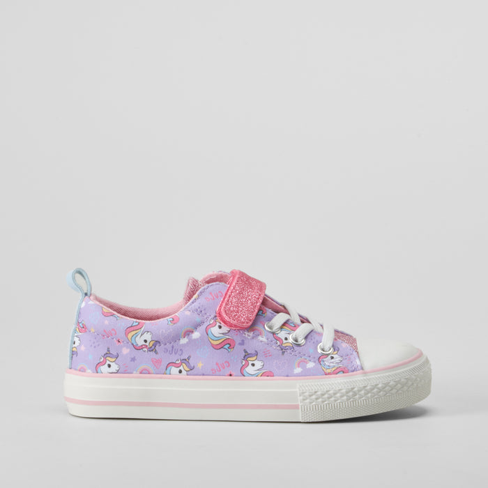 Zapatilla lona unicornios morada OH GIRL