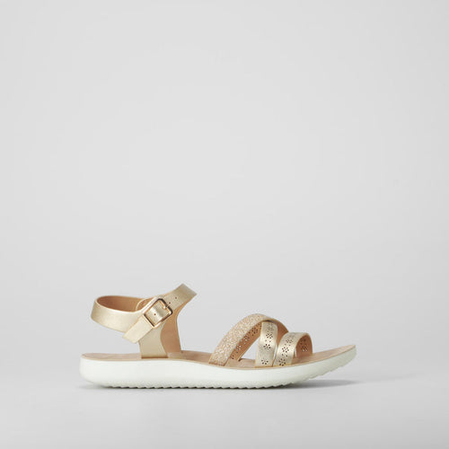 Sandalia tiras trenzada oro COMFEET