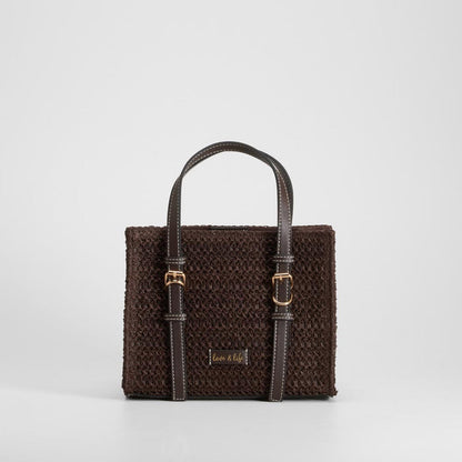 Bolso rafia asa doble marrón PICCOLA PIU