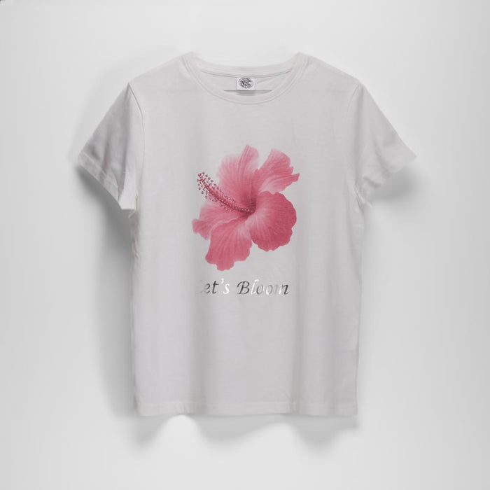Camiseta manga corta flor blanca flor MERKAL
