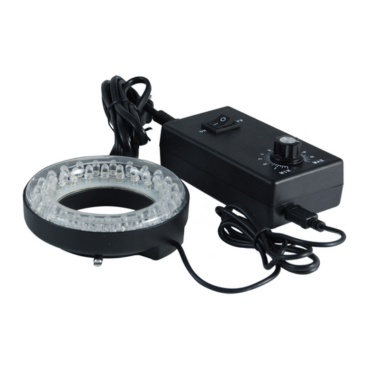 48 LED Microscope Ring Light Diameter 61mm 3.2W with Adaptor Power Box, SKU ML23241221, three quarter front view