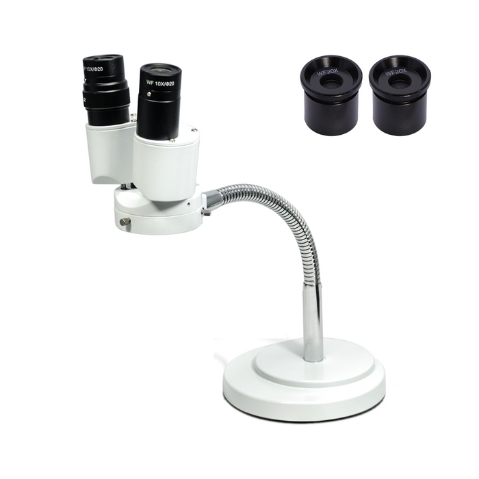 8X/16X Binocular Gooseneck Stereo Microscope, SKU FS12050123, three quarter front view