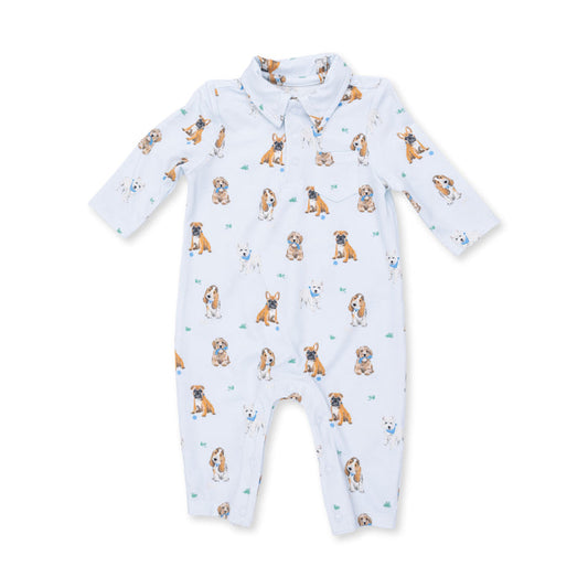 Angel Dear Bestie Dogs Blue - Polo Romper