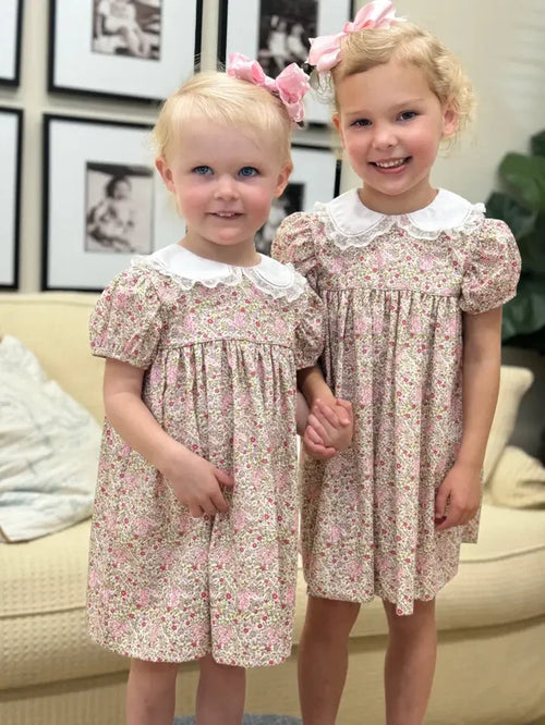 Angels and Co. Emma Grace Puff Sleeve Pink Yoke Dress
