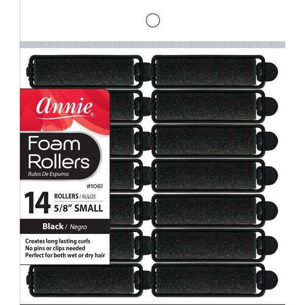 Annie Foam Hair Rollers 5/8 Inch Small, 14 Count, Black