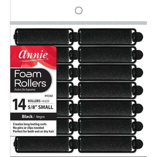 Annie Foam Hair Rollers 5/8 Inch Small, 14 Count, Black