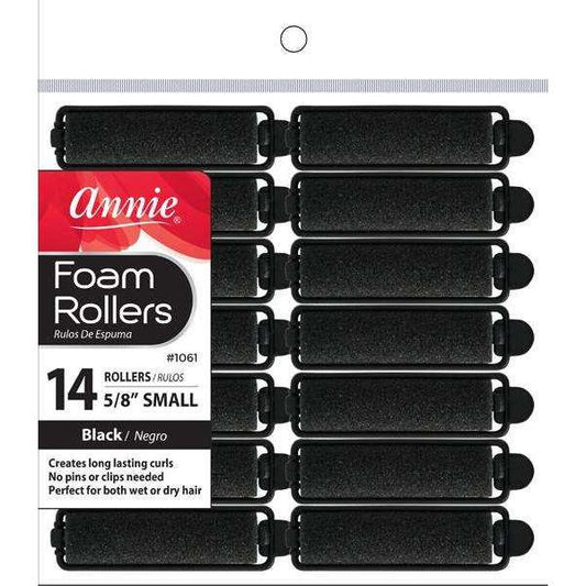 Annie Foam Hair Rollers 5/8 Inch Small, 14 Count, Black