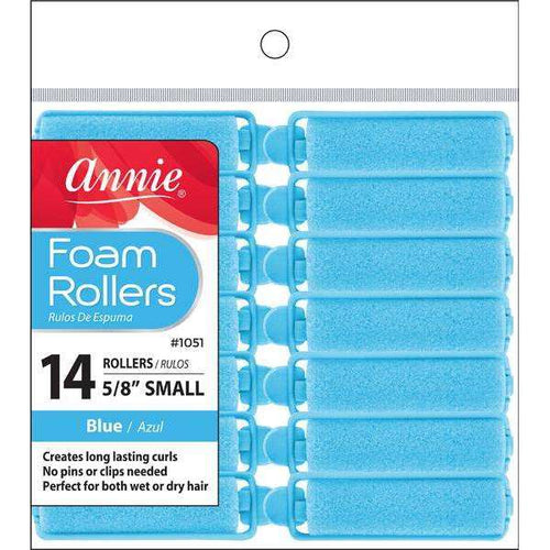Annie Foam Hair Rollers 5/8 Inch Small, 14 Count, Blue